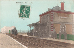 78 Epone La Gare Avec Train Locomotive  CPA Cachet 1912 , Les Taches Sont Un Défaut De L' éditeur - Epone