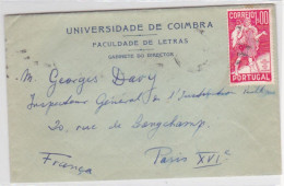 Portugal- Envelope Circulou De Coimbra Para  Paris   1939 - Postmark Collection