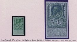 Great Britain Revenues 1917 George V Unappropriated 7s 6d Plate Proof In Green On Rough Bluish Paper - Steuermarken