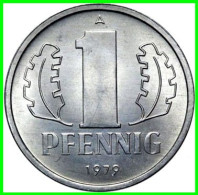 REPUBLICA DEMOCRATICA DE ALEMANIA ( DDR ) MONEDAS DE 1 PFENNING AÑO 1979 CECA-A MONEDA DE 17mm Obv.State ALUMINIO S/C - 1 Pfennig