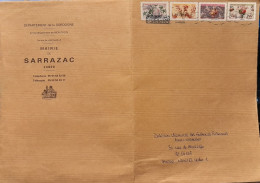 7103 Lettre Cover 2021 ENVELOPPE A3 EN TETE MAIRIE DE SARRAZAC SERIE COURANTE MOTIFS DE FLEURS FLOWER - 1961-....