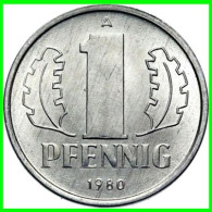 REPUBLICA DEMOCRATICA DE ALEMANIA ( DDR ) MONEDAS DE 1 PFENNING AÑO 1980 CECA-A MONEDA DE 17mm Obv.State ALUMINIO S/C - 1 Pfennig