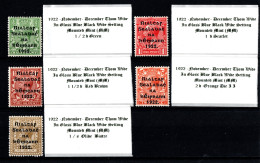 1922 Nov - Dec Thom Wide Shiny Blue Black Wide Setting SET OF 5, 1/2 D , 1 D , 1 1/2 D , 2 D & 1 / S. Mounted Mint (MM) - Nuevos