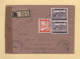 Autriche - Wien - 1947 - Recommande Destination France - Censure - Brieven En Documenten