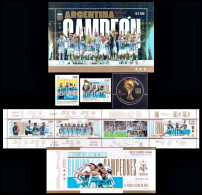 ARGENTINA/STAMPS, 2023 -SOCCER – WORLD CHAMPIONSHIP “QATAR 2022” – ARGENTINA WINNER – 3 VALUES + SOUVENIR SHEET + BOOKL - 2022 – Qatar