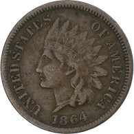 États-Unis, Cent, Indian Head, 1864, Philadelphie, L On Ribbon, Bronze, TTB - 1859-1909: Indian Head