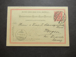 Österreich 1909 Doppelkarte P 151 Frageteil Gestempelt Wien 76 Nach Horgen Bei Zürich Schweiz Mit Ank. Stp. Antw. Teil U - Tarjetas