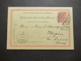 Österreich 1909 Doppelkarte P 151 Frageteil Gestempelt Wien 76 Nach Horgen Bei Zürich Schweiz Mit Ank. Stp. Antw. Teil U - Cartoline