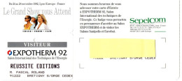 CARTE ENTREE SALON  BADGE- Expotherm 1992 Card Karte (X 01) - Exhibition Cards