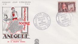 Enveloppe  FDC  1er  Jour  ANDORRE   Sécurité  Sociale   1967 - FDC