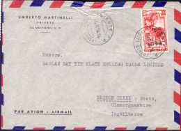 TRIESTE - ZONE  A - AIRMAIL To England - 4. 6. 1954. - Marcofilía