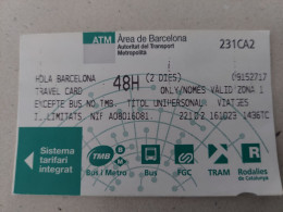 Spain Barcelona Metro  2023 Ticket For 48 Hours - Europe