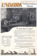 Undark Radium Luminous Material Dials Watches Clocks Shines In Dark - Advertising 1920 (Photo) - Objetos