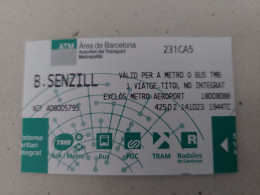 Spain Barcelona Metro  2023 One Way Ticket - Europa