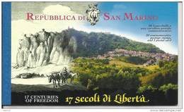 REPUBBLICA DI SAN MARINO 2000 LIBRETTO FONDAZIONE DELLA RSM 1700° ANNIVERSARIO BOOKLET FONDATION REPUBLIC UNUSED MNH - Cuadernillos