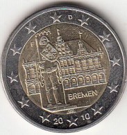 Germany, (15) Moeda De 2 Euros De 2010 D, City Hall And Roland, Uncirculated - Autres & Non Classés