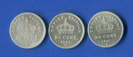 20  Cents  1868  Bb +1867 A +1867 Bb - 20 Centimes