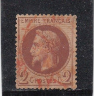 France - Année 1863-70 - N°YT 26A - 2c Rouge Brun - Obligations CàD Rouge Des Imprimés - 1863-1870 Napoléon III Con Laureles