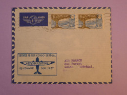 Delcampe - DD10 CAMEROUN   BELLE  LETTRE  RR 1937 1ER SERVICE AERIEN SENEGAL  +A DAKAR +PAIRE DE 1F25 + - Luchtpost