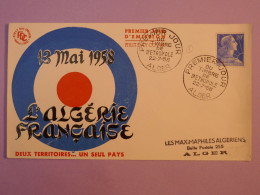 DD10 ALGERIE    BELLE LETTRE FDC 1958 ALGER   +AFF. INTERESSANT+  + - FDC