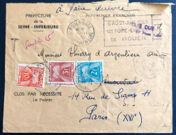 France, Divers TAXE Sur Enveloppe De Rouen 15.6.1953 - (B3268) - 1859-1959 Storia Postale