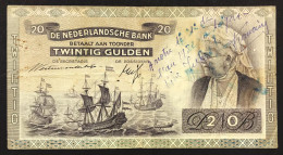 NETHERLANDS OLANDA 1941 20 Gulden Pick#55 Overprint Lotto 4820 - 100 Gulden