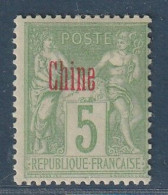 CHINE - N°2 * (1894-1900) 5c Vert-jaune (I) - Nuovi