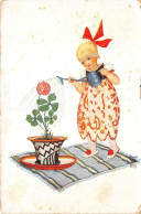 Lot170 Girl Watering Flower Postcard Painting Primus Artist Signed Mela Koehler - Koehler, Mela