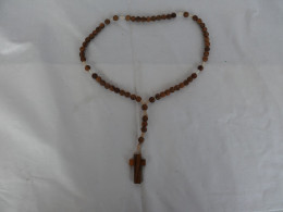 Interesting Prayer Bracelet Necklace Wooden Carved Beads #1860 - Collane/Catenine