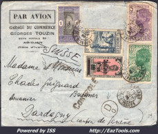 COTE D'IVOIRE LETTRE POUR LA SUISSE CAD D'ABIDJAN + CACHET DE CONTROLE A VOIR - Storia Postale