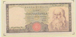 RIPRODUZIONE 50,000 LIRE LEONARDO. RIPRODUZIONE. MISURE REALI. - [ 8] Fakes & Specimens