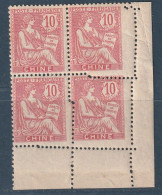 CHINE - PIQUAGE DECALE Et OBLIQUE Du N°24 En Bloc De 4 * (1902-06) 10c Rose - PIECE RARE - - Neufs