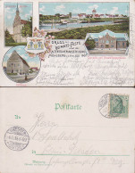 Mühlberg An Der Elbe Litho 1901 Heimatfest Altertümer-Ausstellung, Turnhalle, Rathaus Kirche, OSt. 3.8.1902 - Muehlberg