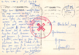 23-PIE-TPL-5021 : CACHET CROIX-ROUGE  FRANCAISE SUR CARTE D'ORAN ALGERIE POSTE DE OUJDA - Red Cross