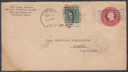 ⁕ USA 1923 WARREN / Ohio ⁕ Second National Bank To 1st. Croatian Bank / Zagreb - 1921-40