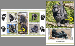 GUINEA REP. 2023 MNH Chimpanzee Schimpansen Chimpanze M/S+S/S - OFFICIAL ISSUE - DHQ2342 - Chimpancés