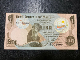 1979 Malta 1 Lira ( Solid Serie: A/1 001000 ) ** UNC ** - Malta