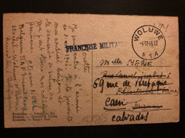 CP BRUXELLES En FM OBL.4-12 46 WOLUWE A1A + Griffe FRANCHISE MILITAIRE - Lettres & Documents