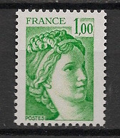 FRANCE - 1977 - N°Yv. 1973b - Sabine 1fr Vert - Sans Phosphore - Signé Calves - Neuf Luxe ** / MNH / Postfrisch - Neufs