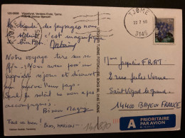 CP Par Avion Pour La FRANCE TP FLEURS 5 50 OBL.MEC.22 7 98 TJOME - Lettres & Documents