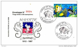 (0123) Mayotte FDC Fleurs Corail 29/11/97 - Sonstige & Ohne Zuordnung