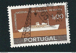 N° 851 Bateau De La Marine Marchande 1.00  Timbre Portugal 1958 Oblitéré - Used Stamps