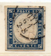 334 - SARDEGNA IV, 20 Cent Azzurro Oltremare N. 15Dc  BEN MARINATO - Sardegna