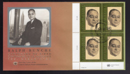 United Nations Vienna FDC With Corner Block 4v Ralph Bunche - FDC