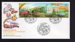 United Nations Geneva 2001 FDC Strip 4v Climate Change Farming Iguana Flower Forest Environment - FDC