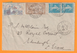 1921 - Enveloppe Par Avion Précurseur De PARIS Vers EDINBURGH, Ecosse Scotland - Vignette Guynemer - Affrt 1 Franc - Other & Unclassified