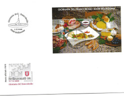 429 - 37 - Enveloppe Avec Bloc "Journée Du Timbre 2008" Oblit Spéciale Bellinona Giornata Del Francobolio 2008 - Storia Postale