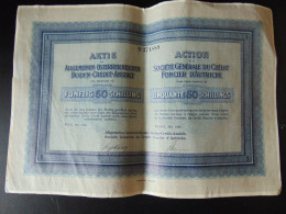 Action " Société Générale Du Crédit Foncier D'Autriche " 50 Schillings, 1926 - Banque & Assurance