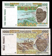 AFRIQUE DE L'OUEST - Lot De 2 Billets - 500 F Et 1000 F - Stati Dell'Africa Occidentale