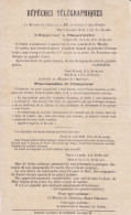 Guerre De 1870 Depeches Telegraphiques Du 14 Août 1870 Donnant Des Nouvelles De L'Empereur - Télégraphes Et Téléphones